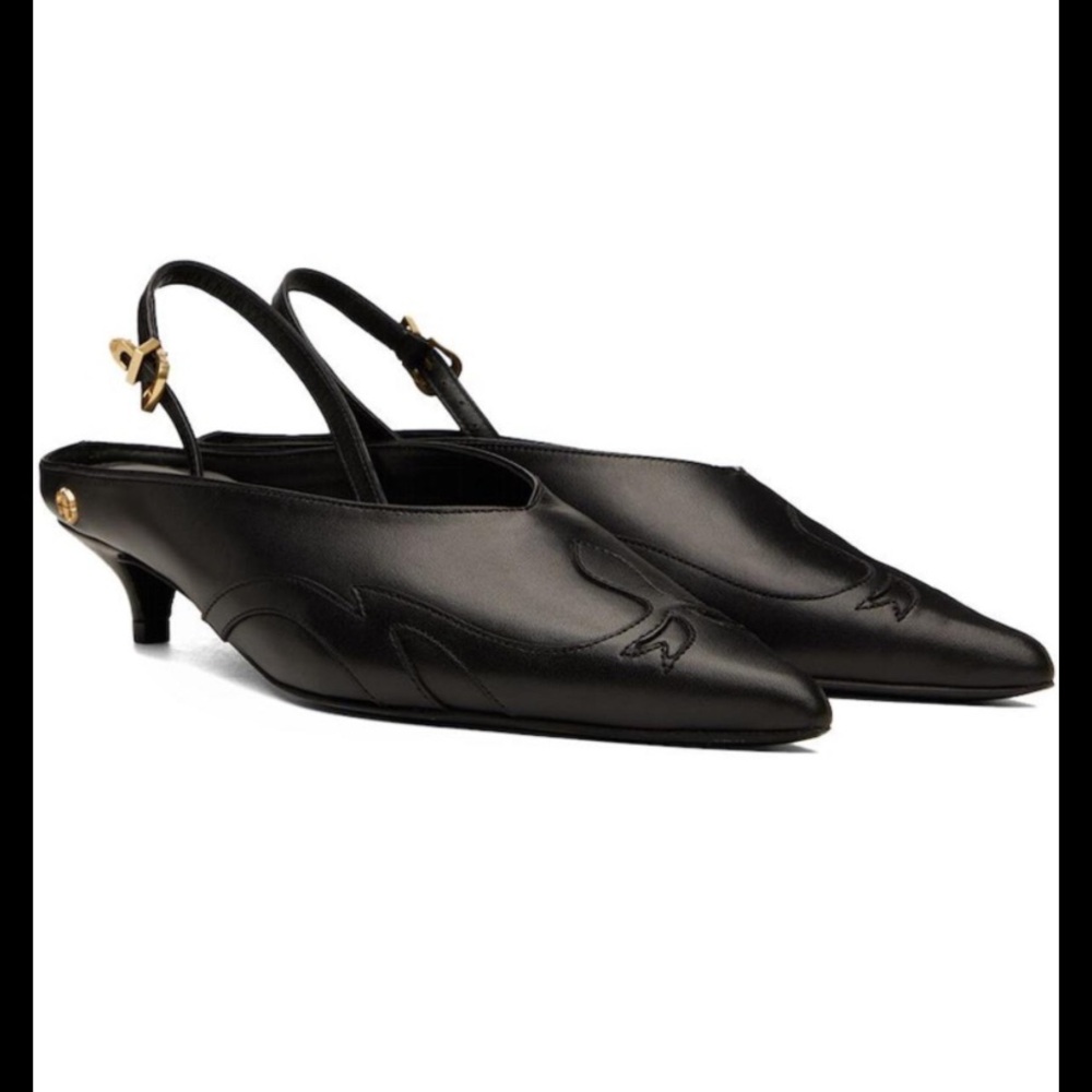 Anine Bing Rae Black Slingback Kitten Heels